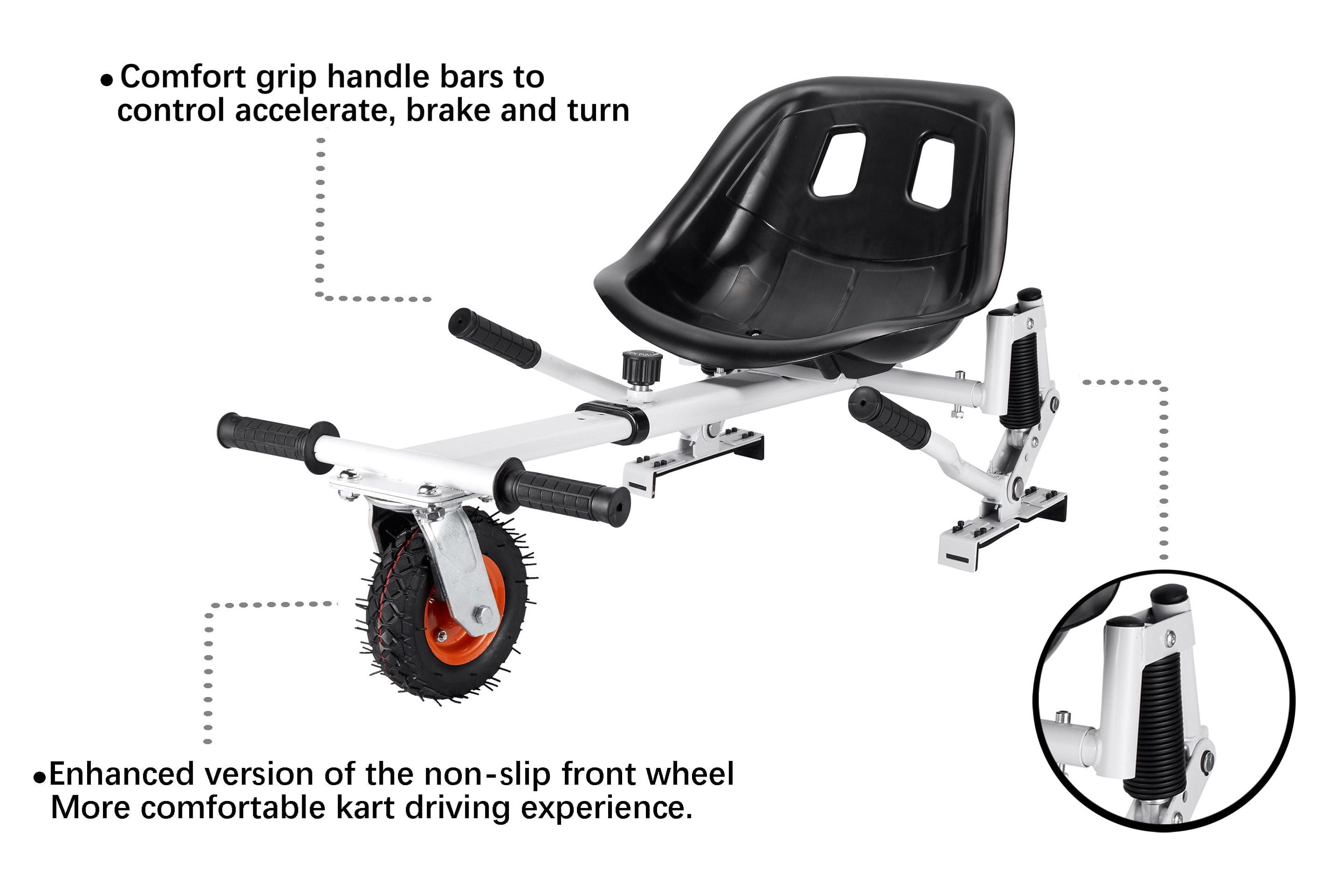 All In One Hover Cart Attachment For Hoverboard - Transform your Hoverboard into a Go Kart with Hovercart - White