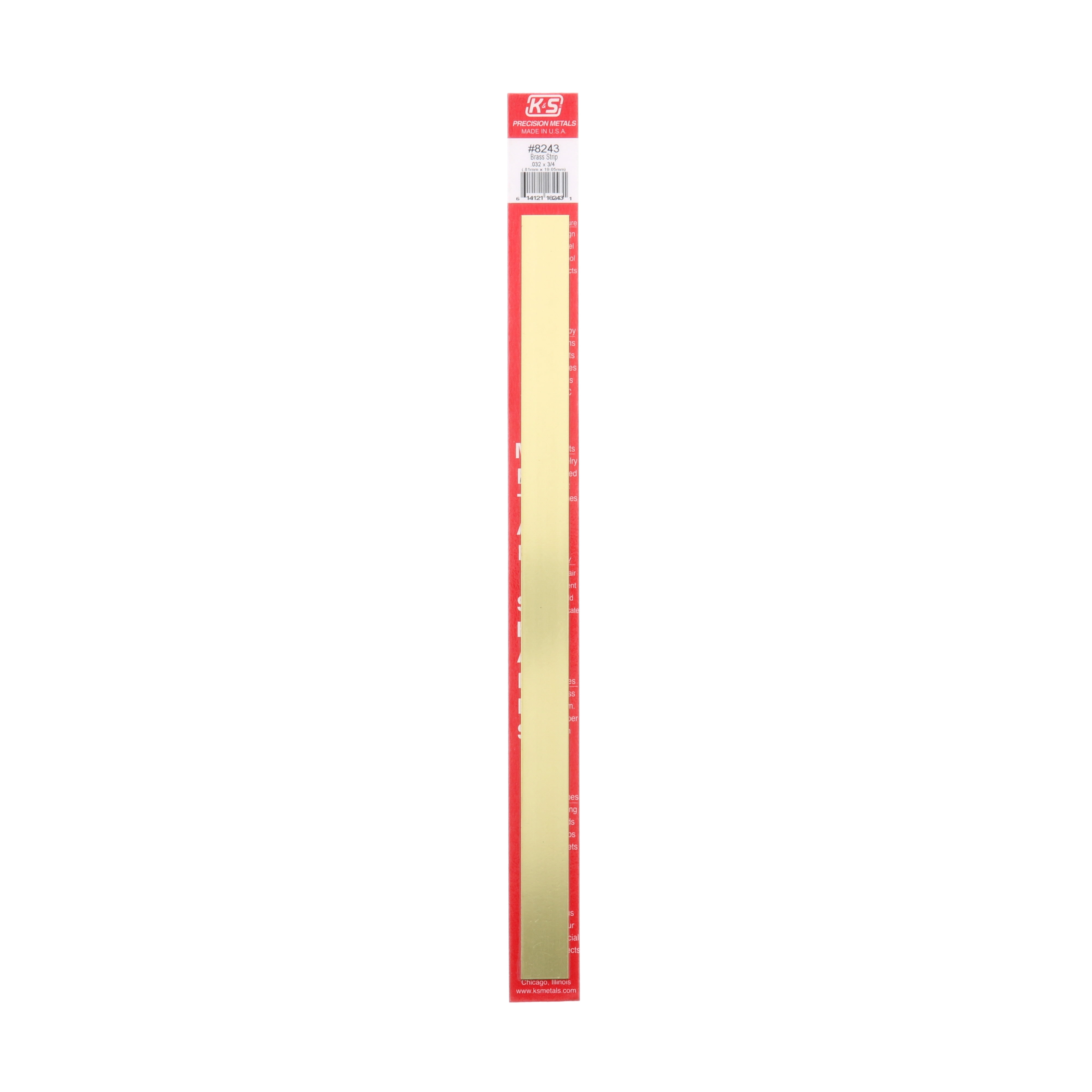 K&S Engineering Brass Metal Strip, .032in x .75in x 12in