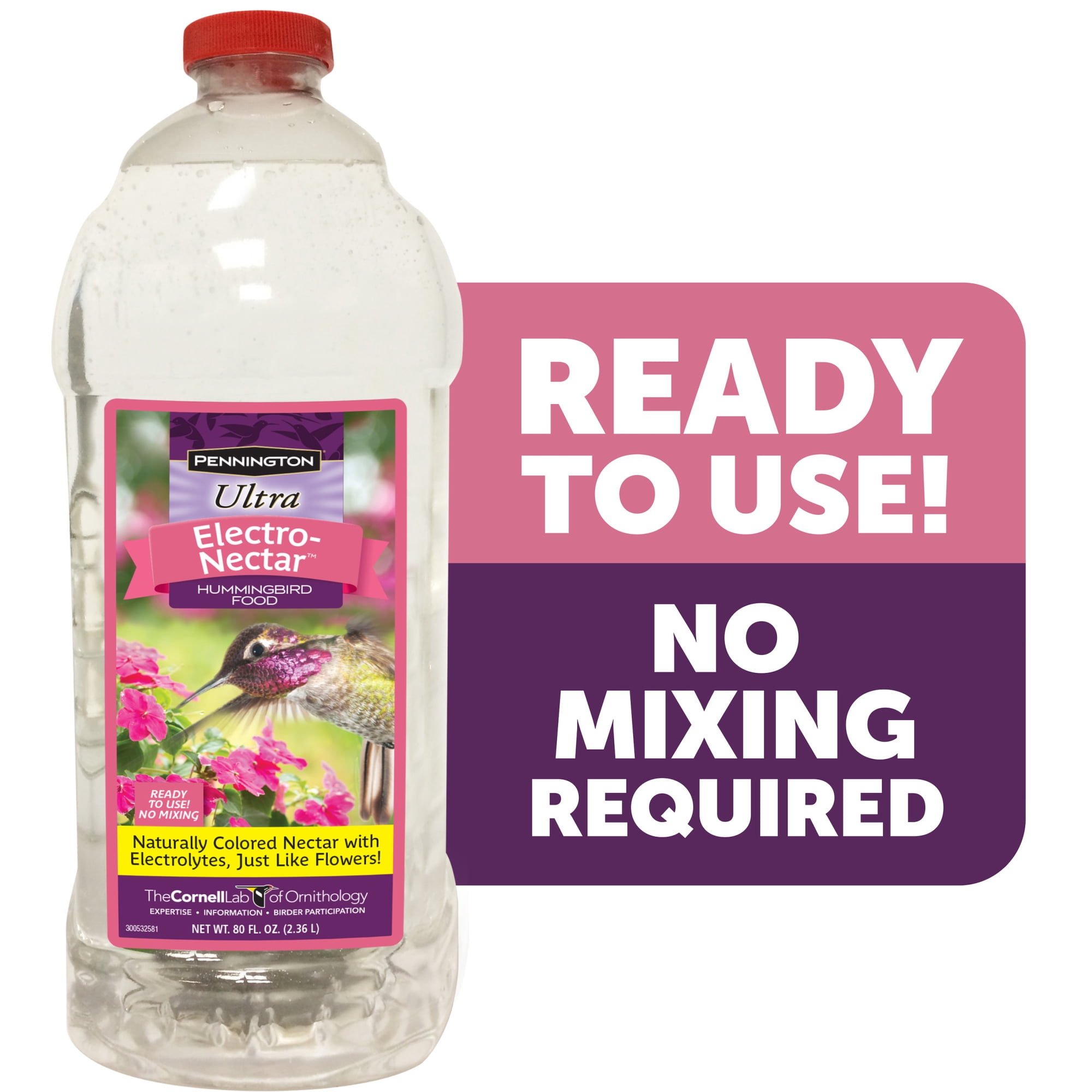 Pennington Ultra Electro Nectar Hummingbird Food for Outside Feeder, Ready-to-Use Liquid, 80 fl oz Bottle, 1 Pack