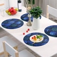 thumbnail image 2 of 15 Inch Round Grid Plate Mats Heat Non-Slip Resistant PVC Placemats for Kitchen Dining Table Decor Blue Batik Leaves Pattern 1PCS, 2 of 5