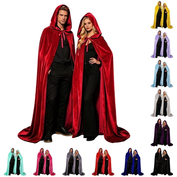 DHFJKG Unisex Adults Hooded Cloak Velvet Cape For Halloween Party