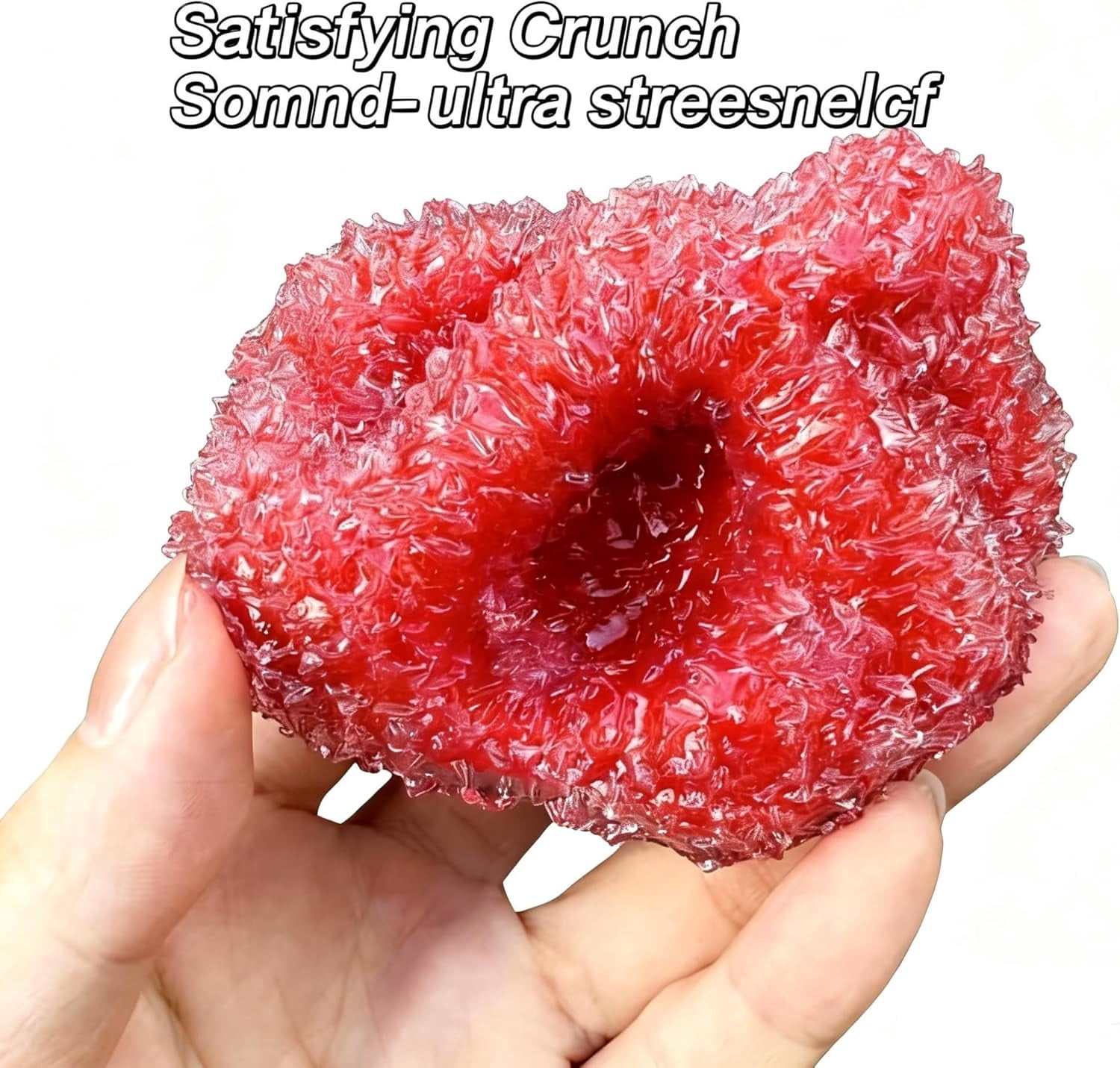 Crunchy Slushy Squishy Ball, Frost Textured Ice Skin Stress Relief Fidget Toy, Soft Sensory Squishies for Anxiety Relief, Cute Handmade Squeeze Toy for Kids Adults Party Supply Gift, Pink