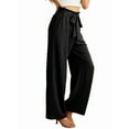 thumbnail image 3 of Women'S Wide Leg Pants with Pockets High Waist Adjustable Knot Loose Casual Trousers Business Work Pants Black XL, 3 of 6