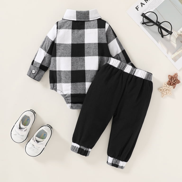 Younger Tree Baby Boy Flannel Plaid Bodysuit & Pants Set photo 5
