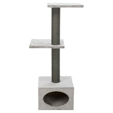 TRIXIE Badalona Plush & Sisal 3-Level 43" Cat Tree with Scratching Posts & Condo, Gray
