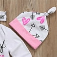 thumbnail image 5 of Qtinghua Newborn Baby Girls Outfits Long Sleeve Romper Bodysuit Top + Arrow of Heart Pants + Headband + Hat 4PCS Set Pink 0-3 Months, 5 of 8