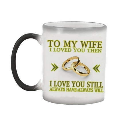 

Reayehane Glass&Bottle Double Ring Imprint Wife Husband Exclusive Color Changing Coffee Ceramic Mug Hot Drinks Turn Color Conveying Deep Affection (Green )