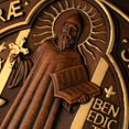 thumbnail image 4 of Saint benedict medal religious exorcism medal protection catholic home decor wooden plaque wall decoration 12 inches, 4 of 6