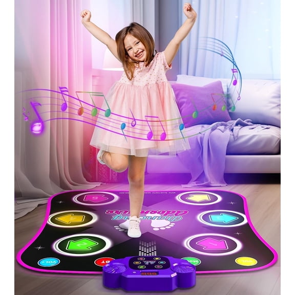 Beefunni Dance Mat for Kids, Light up Dancing Pad with Wireless Bluetooth Music Game Mat, Birthday Gift for Girls & Boys Ages 3-6 Years Old