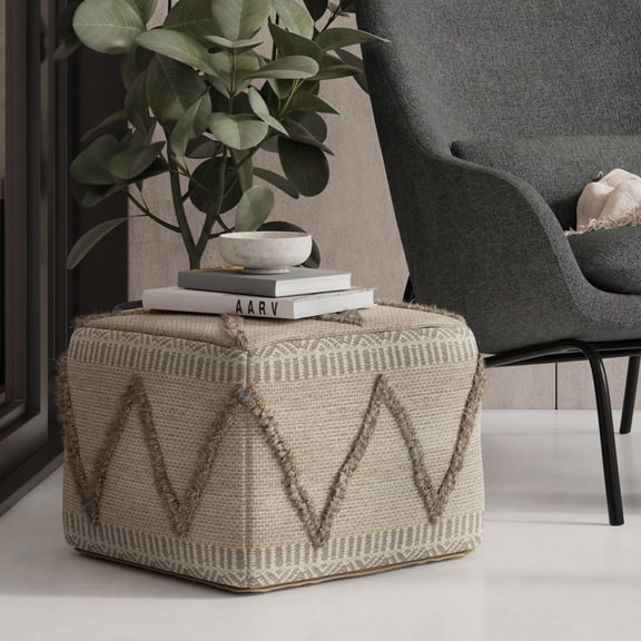 Simpli Home Sweeney 18W Square Zig Zag Pouf