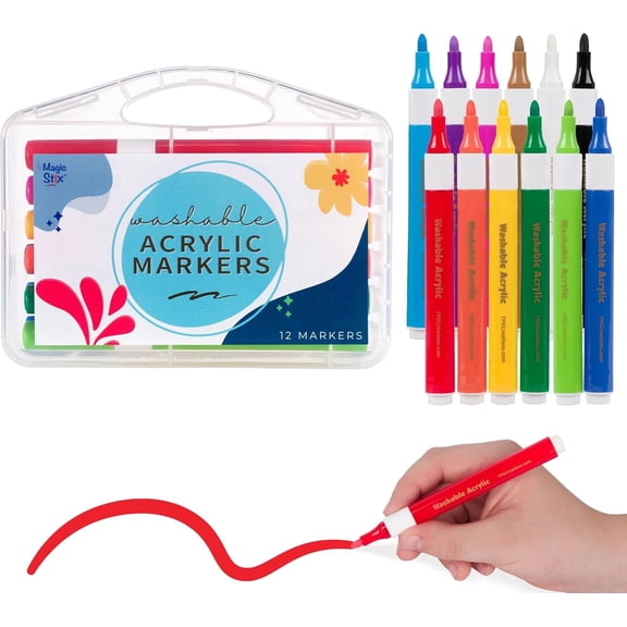 Magic Stix Washable Acrylic Markers 12-Color Set