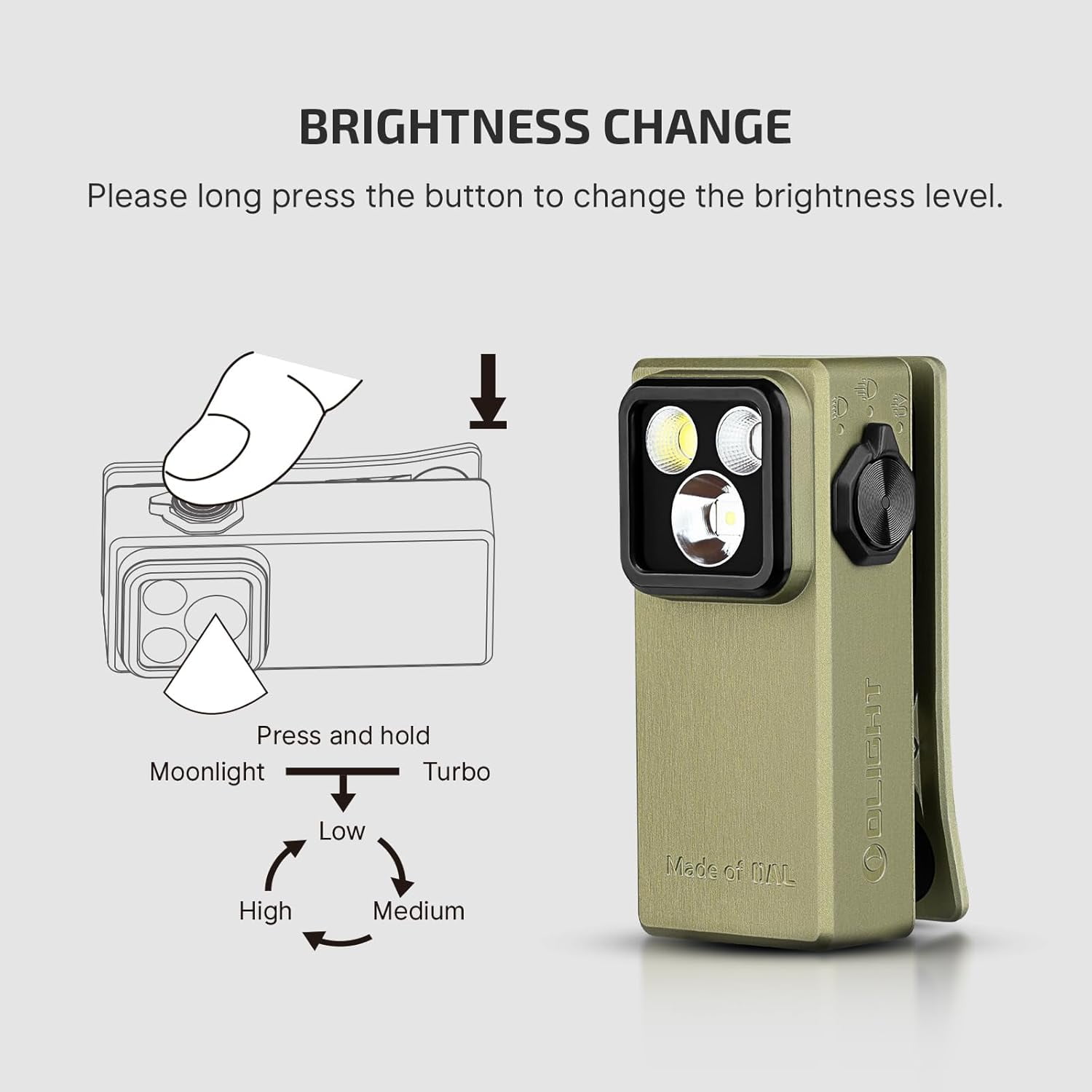 OLIGHT Oclip Ultra EDC Flashlight Clip-on Light, 530 Lumens Rechargeable with Type-C Charging, Combines Floodlight, Spotlight and UV, Triple Magenetic Lights for Inspection and Work (Olive Green)