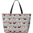 thumbnail image 2 of PISONIC Large Beach Travel Bag for Women, Beagle Printed Waterproof Sandproof Tote Bag with Zipper for Beach Vacation Travel Gym, 2 of 7