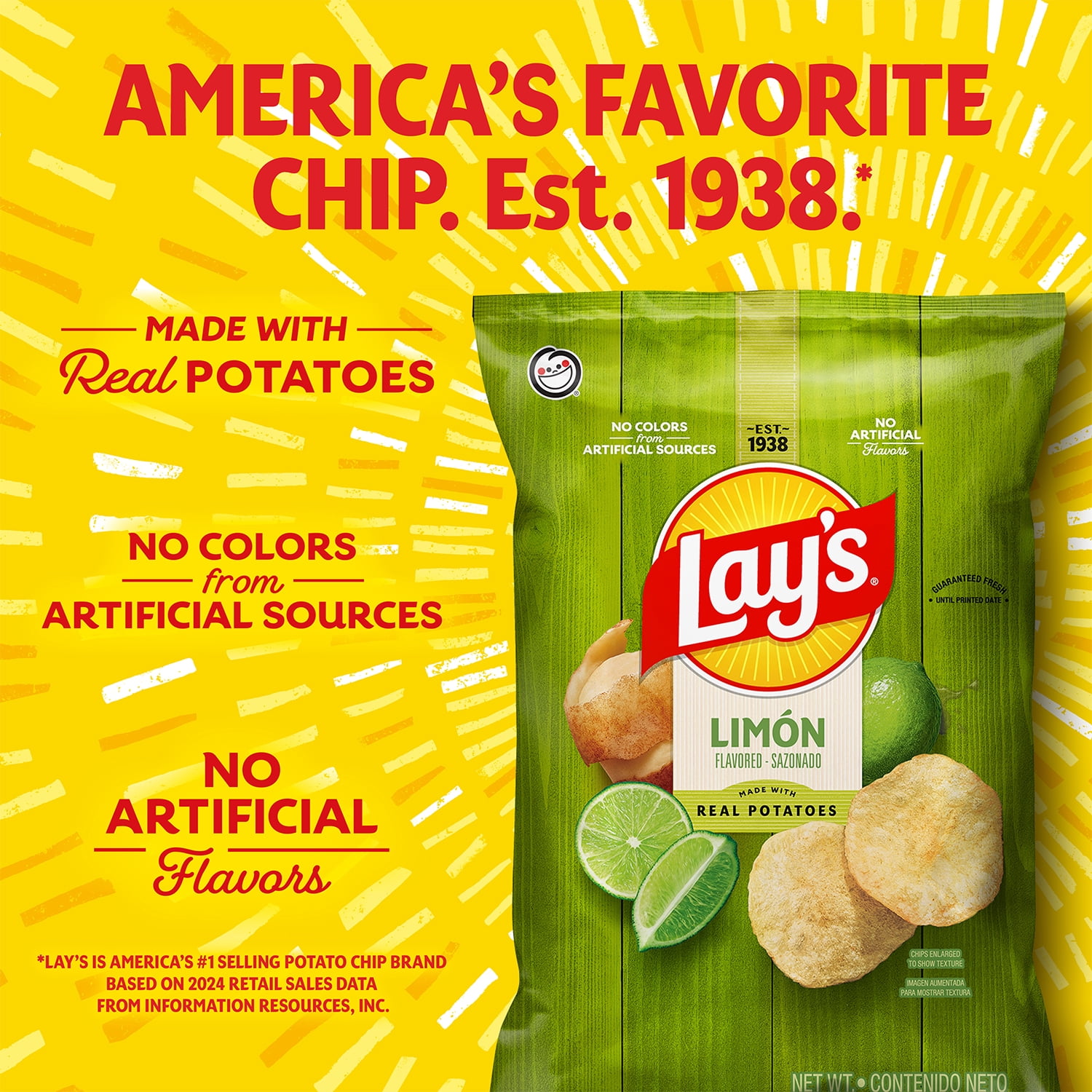 Lay's Potato Chips Limon Flavored, 2.5 oz Bag