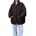 thumbnail image 2 of Dwaogom Women's Winter Cotton Jacket With Hood, Waist, And Plush To Overcome Waterproof Puffer Coat Oversized Button Down Shirt Jacket, 2 of 5