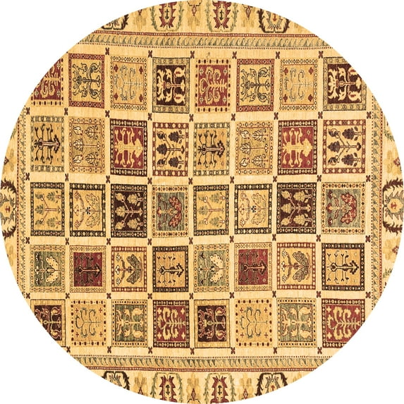 Ahgly Company Indoor Round Oriental Brown Modern Area Rugs, 4' Round