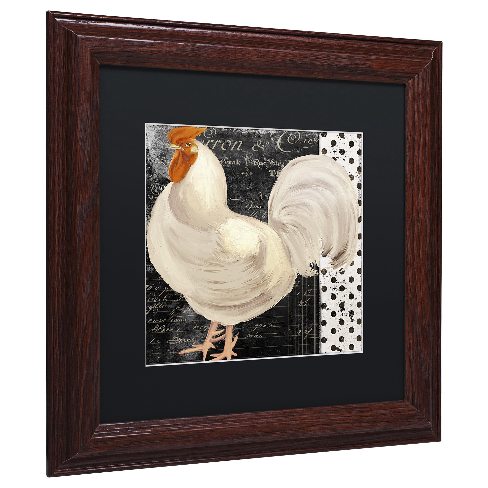 Trademark Fine Art "White Rooster Caf? II" Canvas Art by Color Bakery Black Matte, Wood Frame