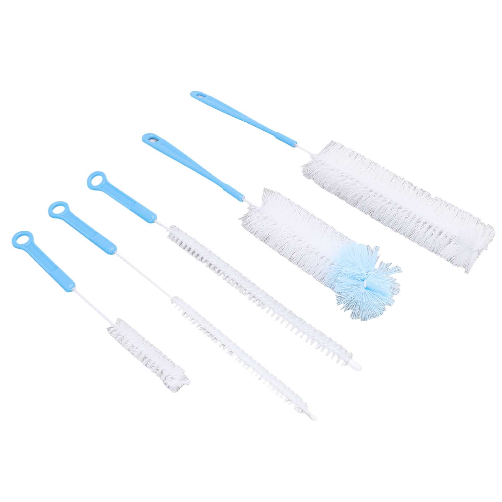 LAZIOEGR Bottle Brush Set Food Grade Long Handle 5 Types Water Bottle Cleaner for Wine Sports Bottles Hummingbird Feeders Blue, 15.35 inches / 39 cm