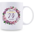 thumbnail image 2 of 74th Birthday Gifts for Women, Mom, Grandma, Sister, Wife, Friend, Aunt - Blessed By God for 74 Years with A Garland Birthday Mug - 11oz Coffee Mug (74th Birthday Gift), 2 of 6