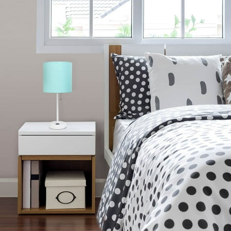 Limelights - Stick Lamp with Charging Outlet and Fabric Shade - White/Aqua