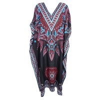 Mogul Bohemian Gypsy Chic Women's Kimono Caftan Beautiful Print V Necline Bikini Cover Up Maxi Kaftan One Size