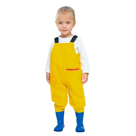 Kids Chest Waders for Girls Youth Fishing Waders with Boots Hunting Solid Wader Waterproof Lightweight Bootfoot Yellow 10-11 Years