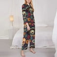 thumbnail image 3 of Lsque Skulls and Flowers Pattern Long Sleeve Pajama Set for Women - Soft 2-Piece Sleepwear and Loungewear Set with Pockets, Comfy Nightwear-Large, 3 of 7