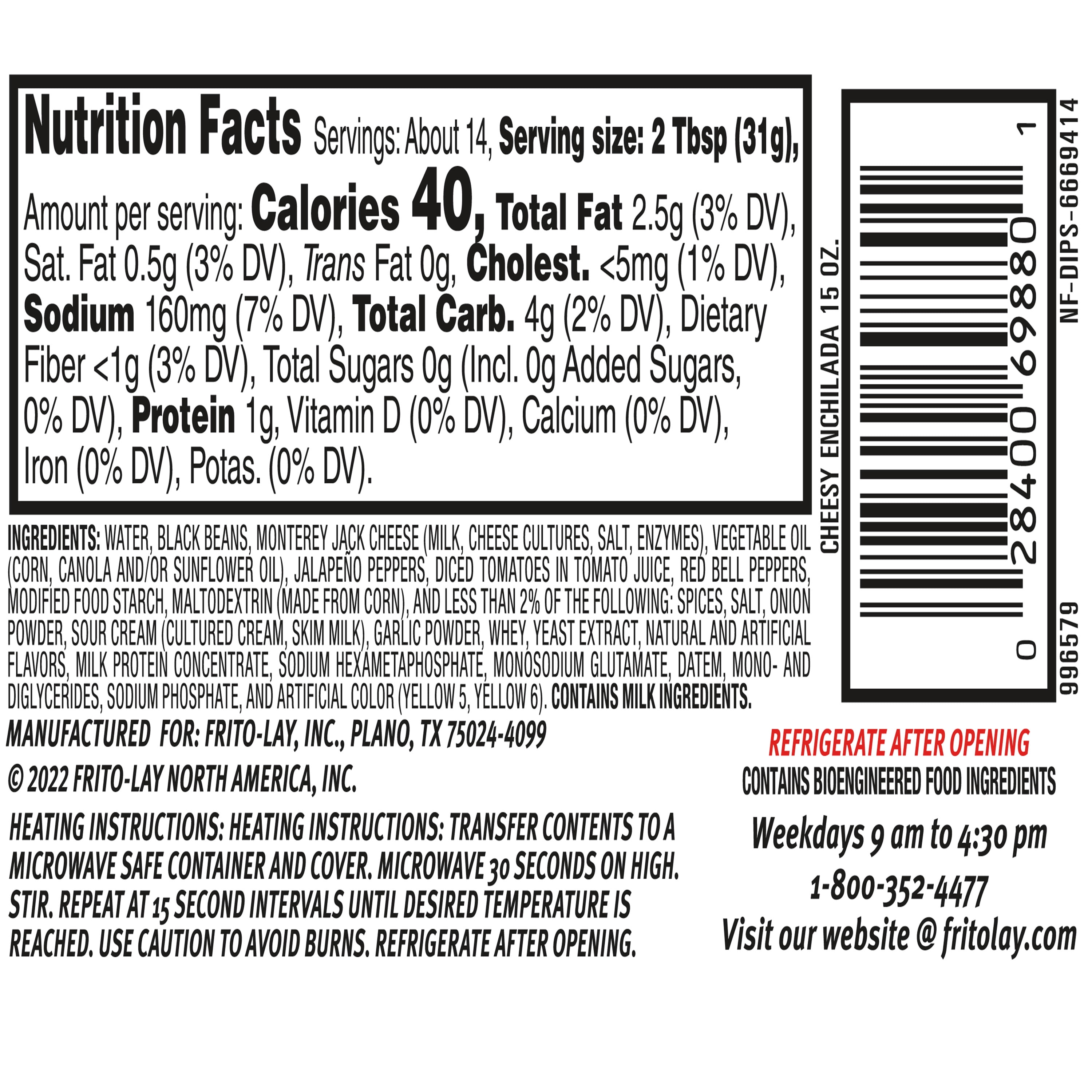 Tostitos Cheesy Enchilada Salsa, No Artificial Colors, No Artificial Flavors, 15 oz Jar