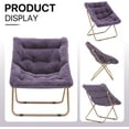 thumbnail image 5 of CRXX Saucer Chair for Adult, Square Comfy Cozy Chair Folding Chair Faux Fur Metal Frame Foldable Reading Chair Accent Chair for Bed Room Living Room, Purple, 5 of 15