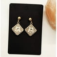 thumbnail image 2 of Omodo Square Shaped Pedant, Vintage Style, Earrings, Gold Tone, 2 of 4