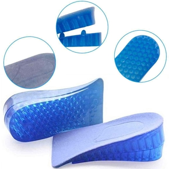 D-GROEE Height Increase Insoles - Silicone Double Layers Shoe Heel Lift Inserts Pads, Achilles Tendon Cushion Cups for Men and Women