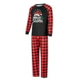 thumbnail image 3 of Elippeo Christmas Family Pajamas Matching Set Letter Santa Hat Print Long Sleeve Tops and Plaid Pants Sleepwear, 3 of 10