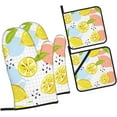 thumbnail image 2 of Fruits Lemon Print Oven Mitts and Pot Holders Sets 4 Piece Set Kitchen Women Men Cooking Baking Microwave Heat Resistant, 2 of 6