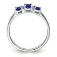 thumbnail image 2 of Sterling Silver Rhodium 3 Oval Sapphire & Diamond Ring, 2 of 3