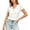 White, variant on Women T-Shirts Satin Lace Trim Short Sleeve Bow Tie Front V Neck Blouse Casual Summer Tops Vacation Solid Color Streetwear