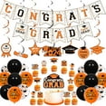 thumbnail image 2 of JOYMEMO Graduation Party Decorations 2024 Orange and Black - Congrats Grad Banner Cake Topper with Cupcake Toppers, Class of 2024 Hanging Swirls, Graduation Party Supplies, 2 of 7