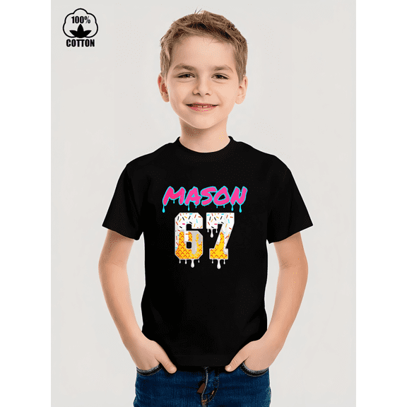 Manson 67 Dripping Graphic Kid T-Shirt Casual  Style With 100% Cotton Fabric,Suitable For Boys And Girls,