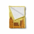 thumbnail image 2 of Boston Soft Flannel Fleece Throw Blanket, Flat Design of Appearance of Big City and Yellow Clouds Above, Cozy Plush for Indoor and Outdoor Use, 50" x 60", Pale Orange Ginger, by Ambesonne, 2 of 6