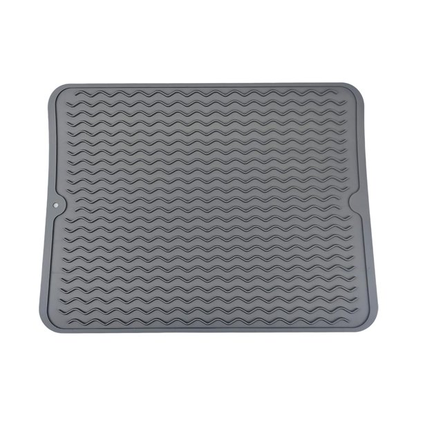 Alfombrilla de silicona para secar platos, bandeja que protege las superficies, almohadilla de secado higiénica antideslizante, escurridor de platos, gris oscuro