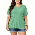 thumbnail image 2 of Bixock Plus Size Women Tops Maternity T Shirts Blouse Solid Color V Neck Short Sleeve Loose Breathable Summer Daily Office Top, 2 of 6
