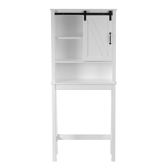 LuxenHome Farmhouse White MDF Wood Over-the-Toilet Space Saver Bathroom Cabinet