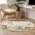 thumbnail image 5 of Round Area Rug 3ft, Vintage Easter Bunnies Flowers Non-Slip Non-Shedding Floor Mat, Retro Butterfly Plaid Washable Sturdy Carpet for Living Room Bedroom Home Decor, 5 of 9