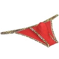 thumbnail image 3 of Botmois Men's Leopard Bordered Ice Silk Bikini G-String Underwear Sexy Lingerie Posing Jockstrap Hipster Thong Stretchy Soft Fabric Red M, 3 of 3