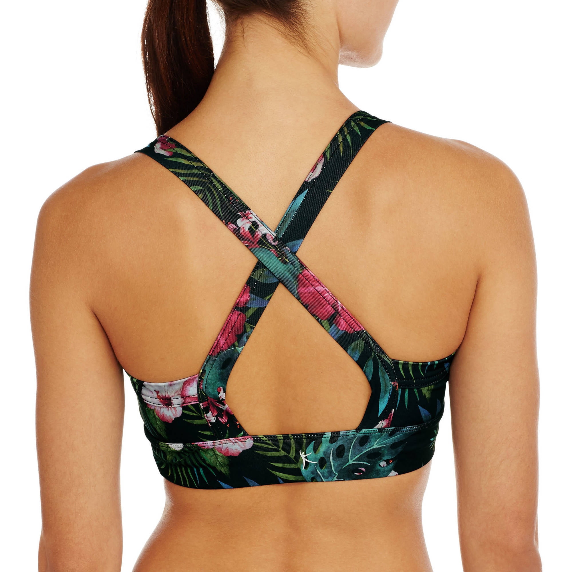 Danskin Now Women's Medium Impact Tropical Print Sports Bra with Open Back  - Walmart.com