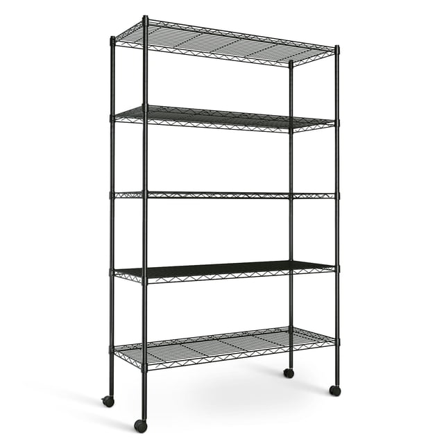 Estantería de almacenamiento Simple Deluxe Heavy Duty de 5 niveles, negra