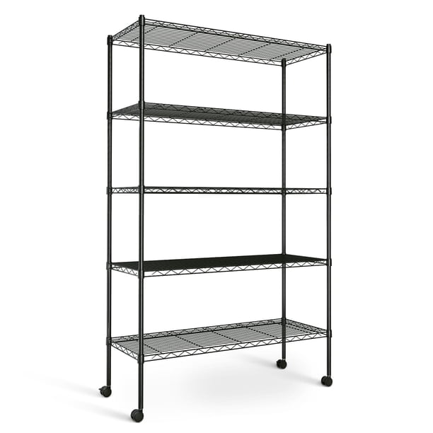 Estantería de almacenamiento Simple Deluxe Heavy Duty de 5 niveles, negra
