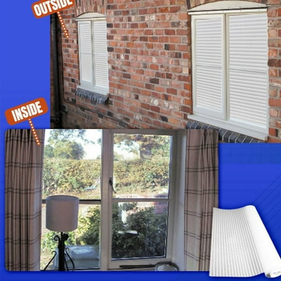 Arghm One-Way Imitation Blinds Window Film,Privacy Glass Film,Easy Install Louver Window Glass Film for Home