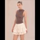 thumbnail image 4 of Shorts Holgados para Mujer, Estilo Bohemio, con Volantes, con Diseño de Mariposas en , Minifaldas de Cintura Alta, Shorts Casuales Beige M, 4 of 8
