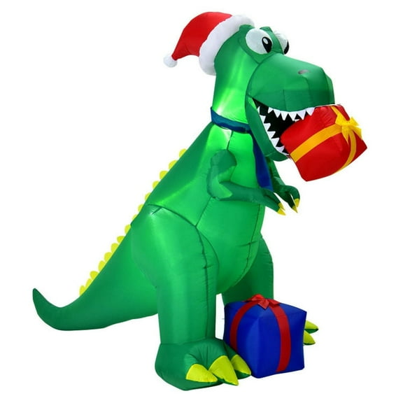 Kadyn 6FT Christmas Inflatable Dinosaur Decor with LED Lights & Hat, Outdoor Waterproof Dinosaur Blow Up Decorations for Indoor and Outdoor, Green
