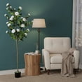 thumbnail image 7 of 6ft Artificial Camellia Tree, Potted Fake Plants with White Camellia Flowers, Fake Tree with Fake Greenery Leaves for Home Decor Indoor & Outdoor, 7 of 7